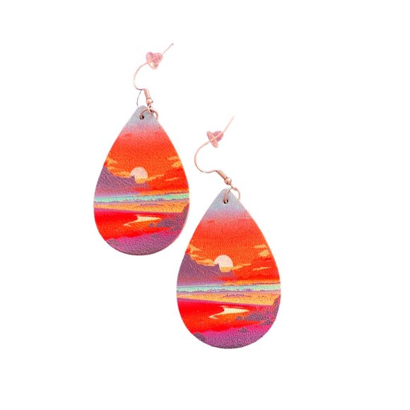 Sunset at the Beach Leather Earrings - Picture 1 of 3